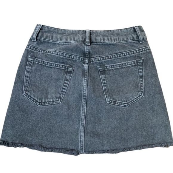 Topshop Moto Faded Black Frayed Mini Denim Skirt - Picture 5 of 11